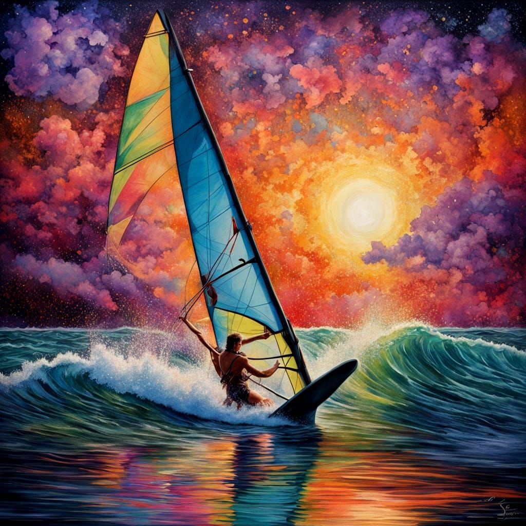 Surreal Windsurfer in Triadic Colors