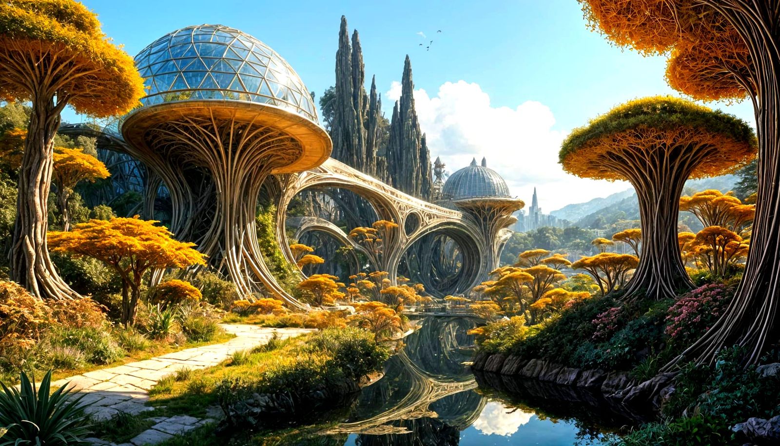 Golden Honeycomb Structure Radiates Light in Futuristic Metr...