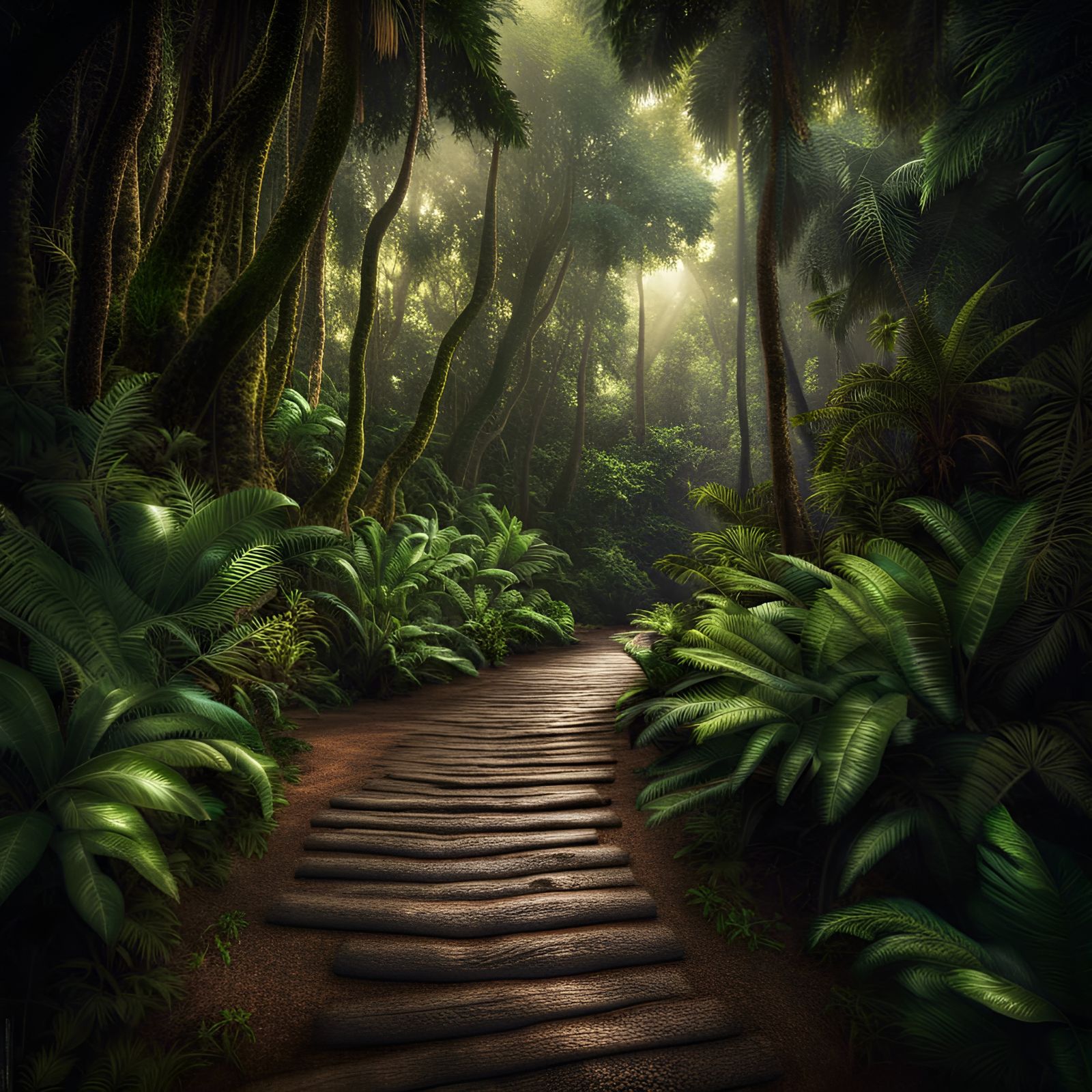 Hyperrealistic Rainforest Pathway to a Tropical Beach