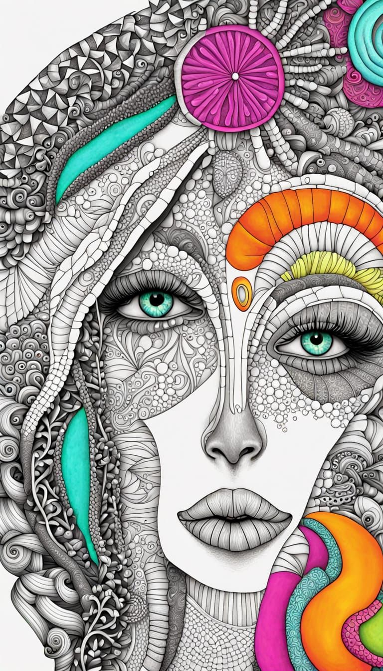 Neon Souls Zentangle Art Illustrating the Mind
