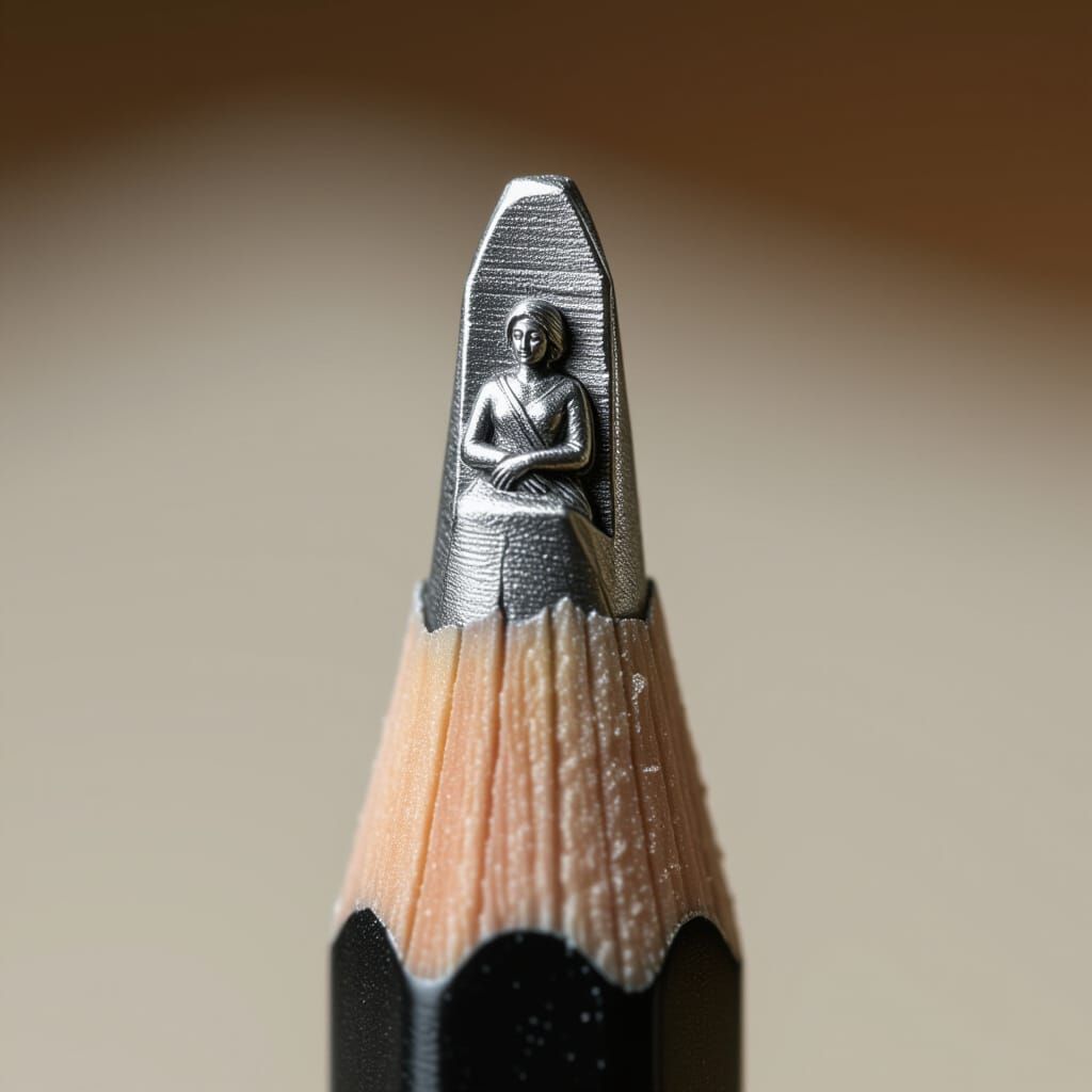 Minute Sculpture Carved in Pencil Graphite Tip