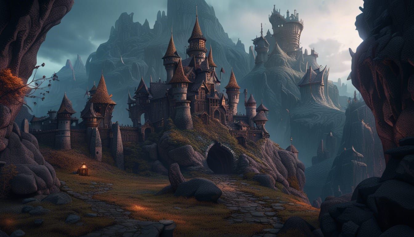 Fantasy Trolls' Fortress: Spooky Concept Art