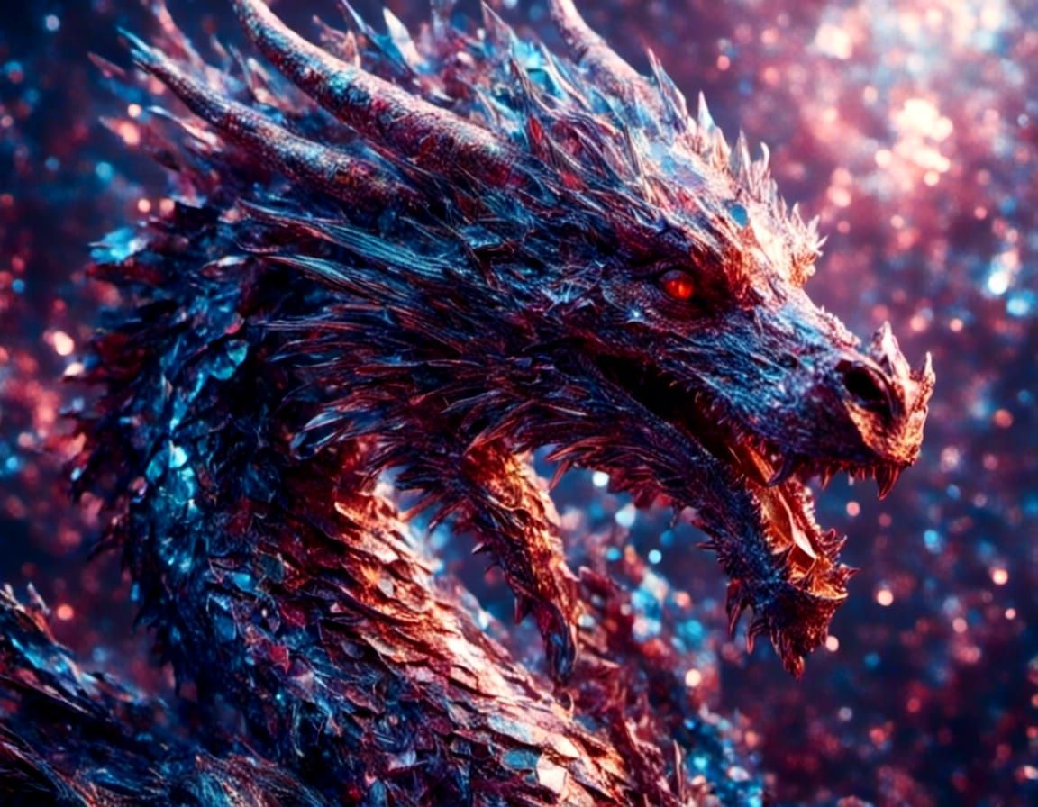 Iridescent Crystal Dragon in Hyperreal Style