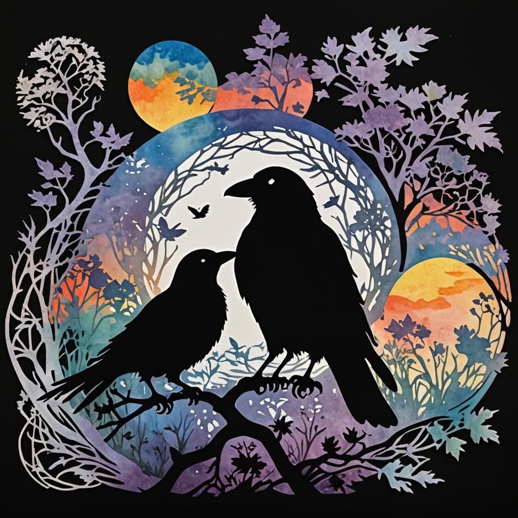 Fairy Tale Raven Princess in Silhouette Cutouts