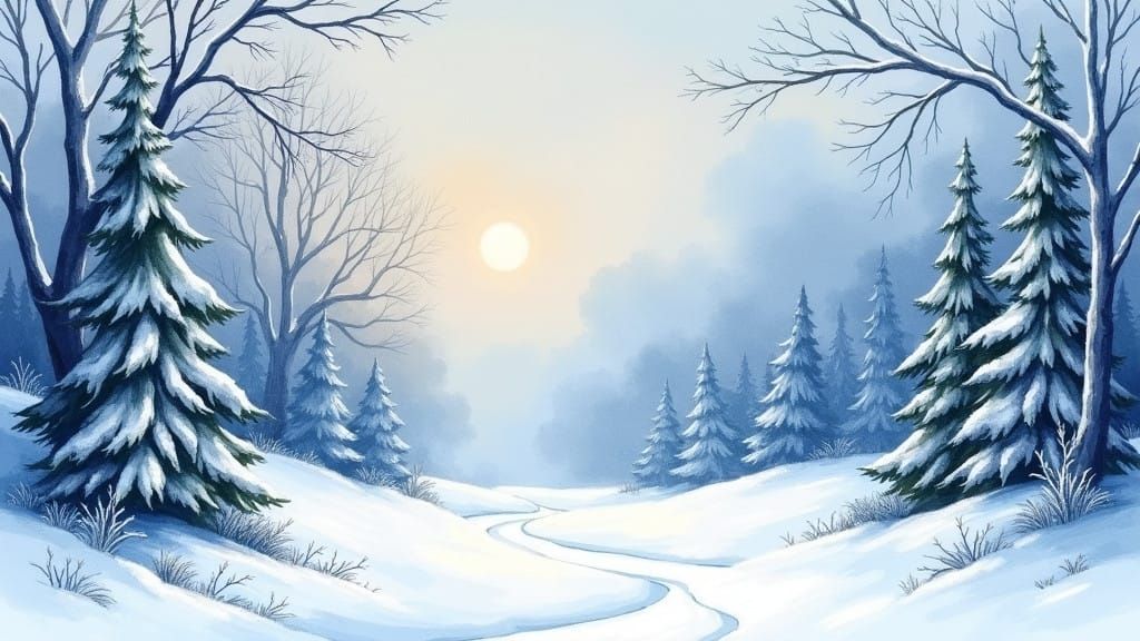 Winter Wonderland in Delicate Watercolor Style