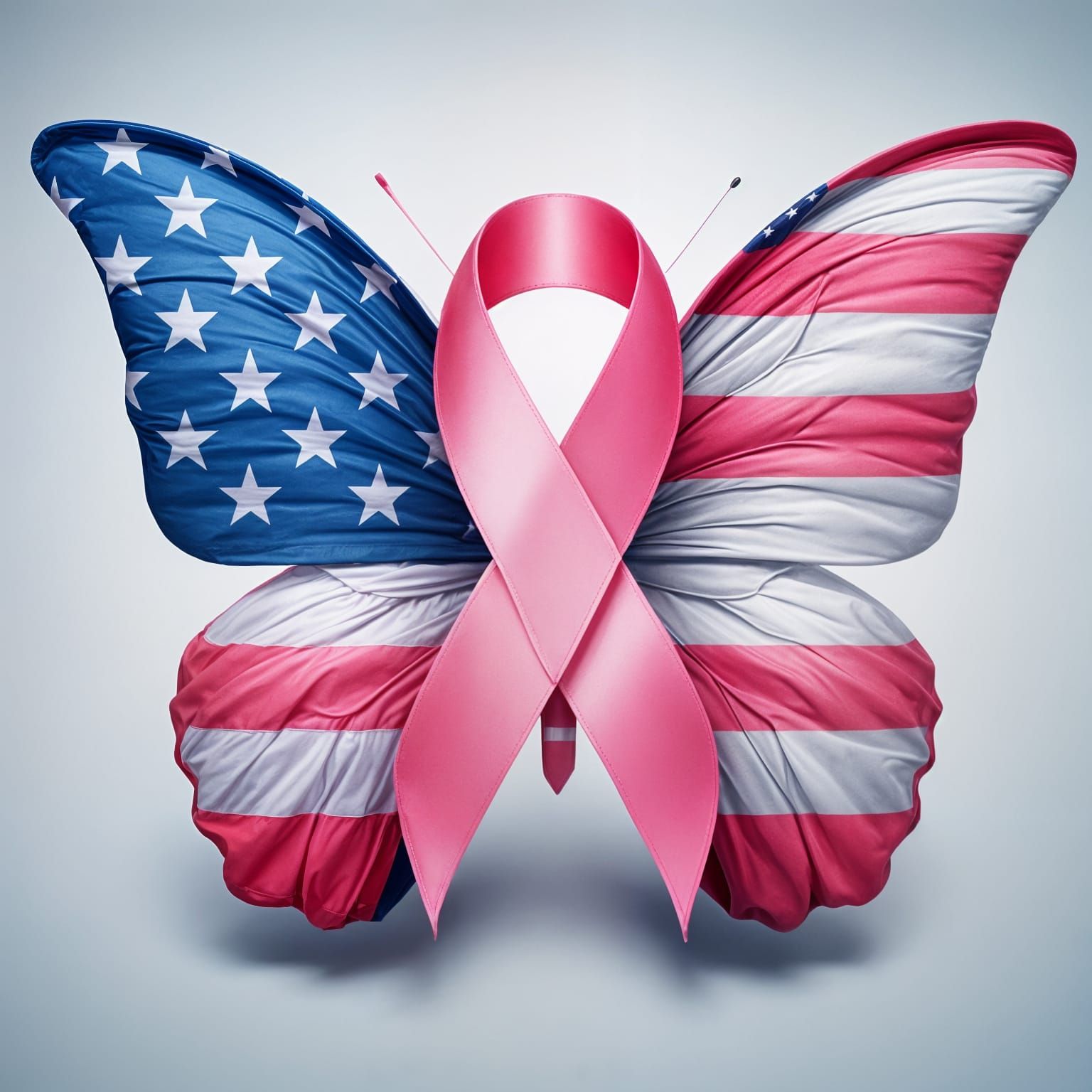 Breast Cancer Awareness Butterfly with American Flag Wings