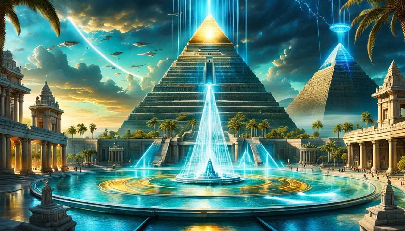 Atlantis Teleportation Device with Emerald Pyramid in Photor...