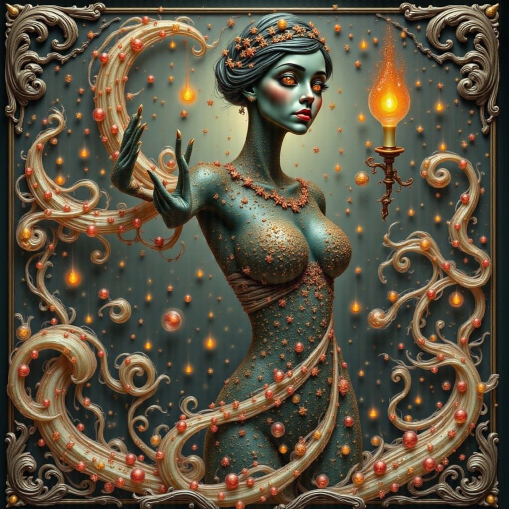 Lilith in Whimsical Nouveau Abstract Romanticism Style