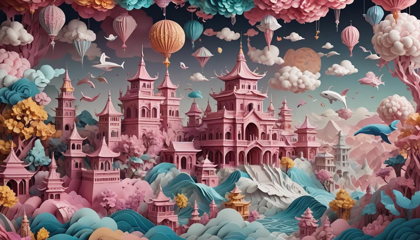 Elaborate Paper Cut Dreamscape in Baroque Style