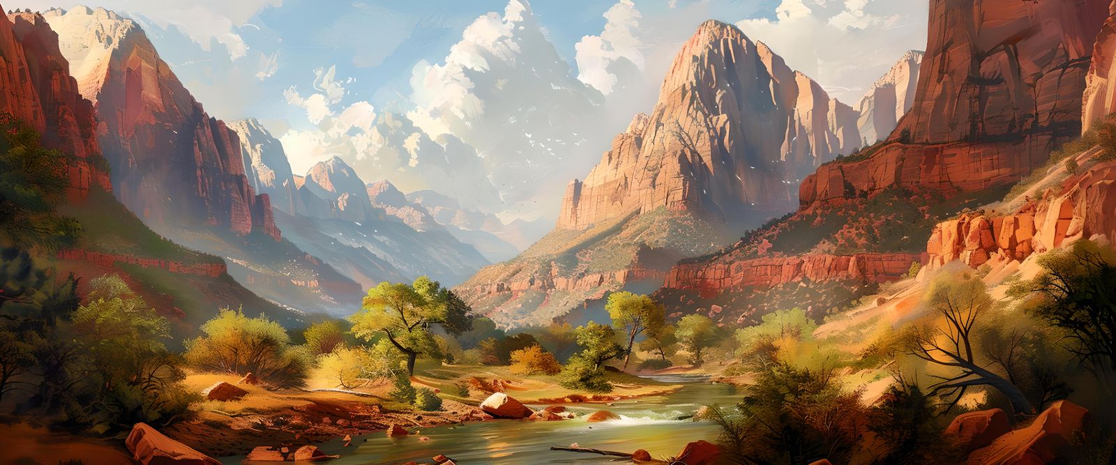 Zion National Park: Vintage Style Landscape Art