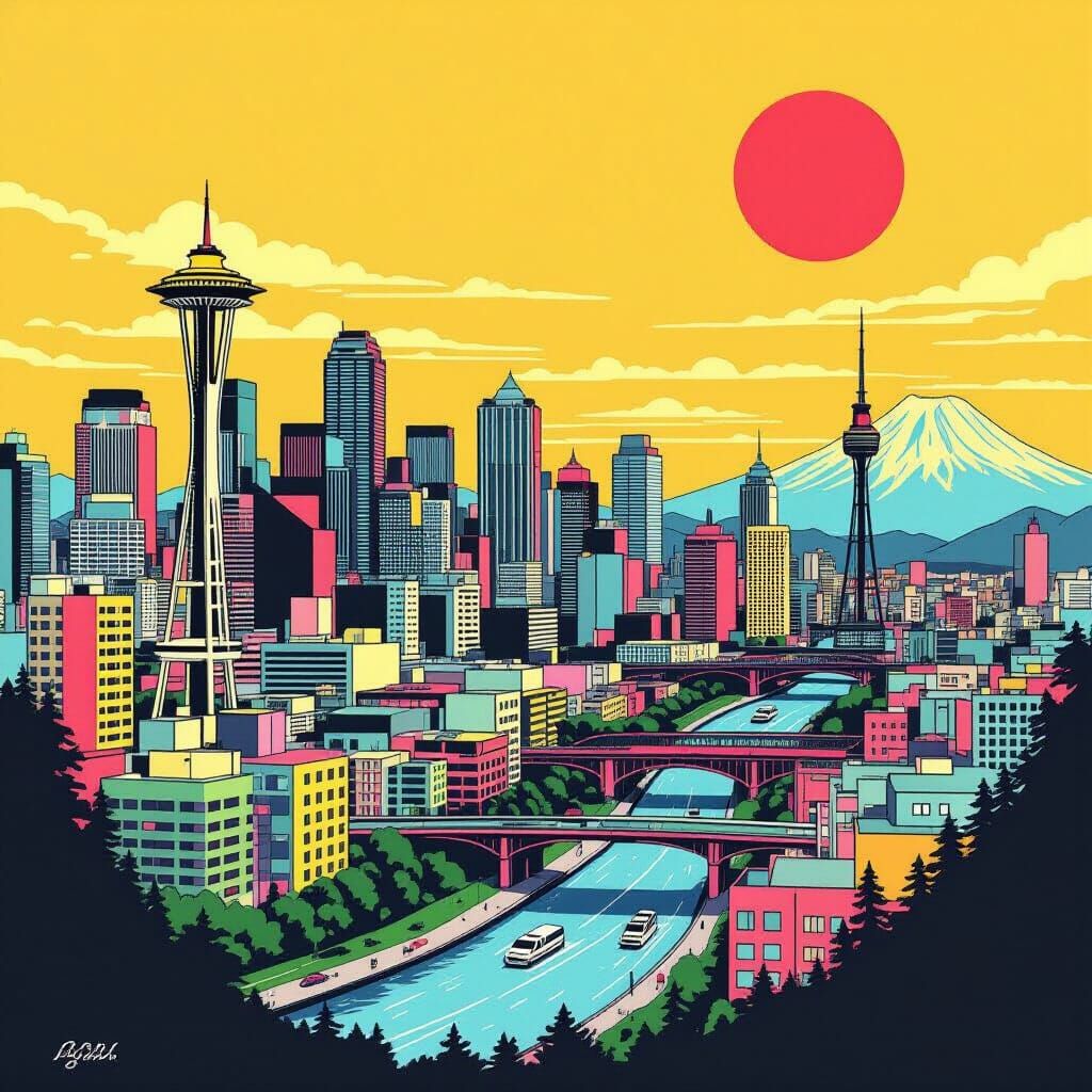 Citypop Landscape with High Depth