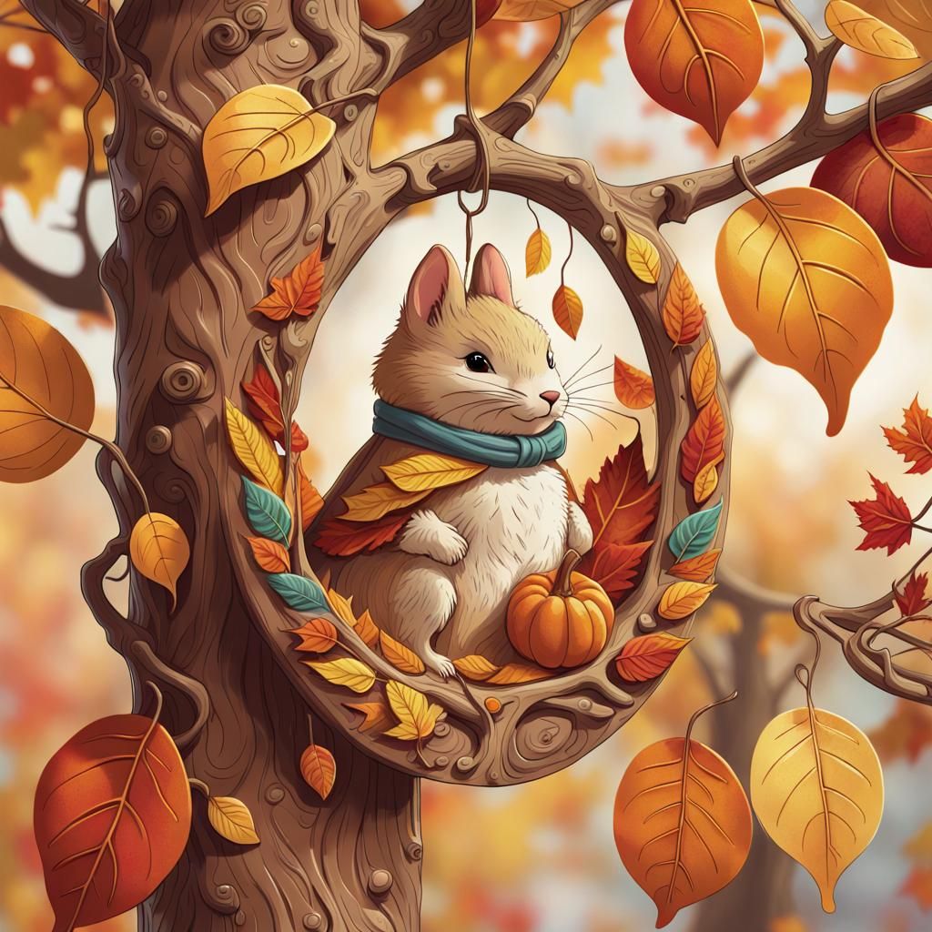 Whimsical Autumnal Harvest in Beatrix Potter Style