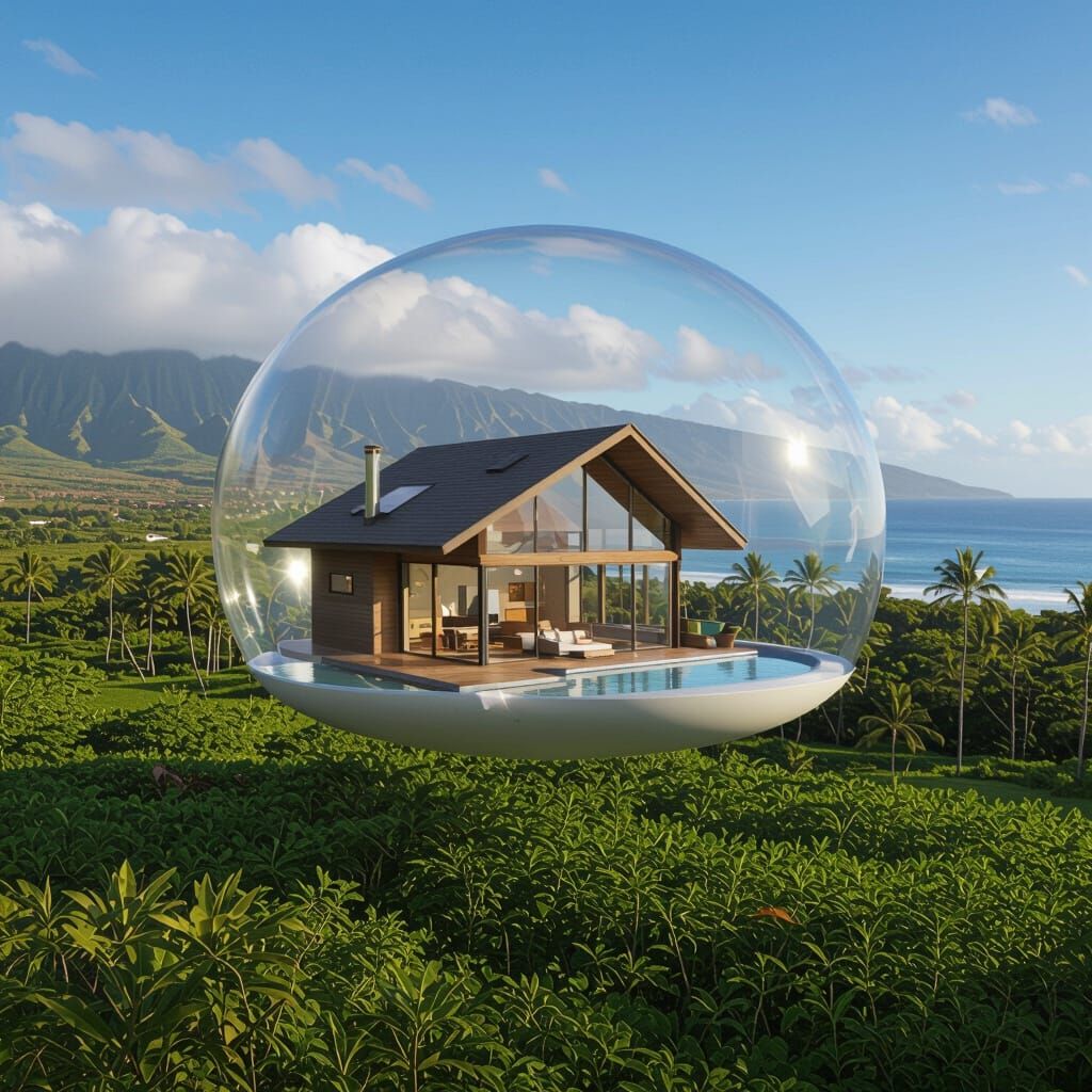 Futuristic Floating House Over Maui
