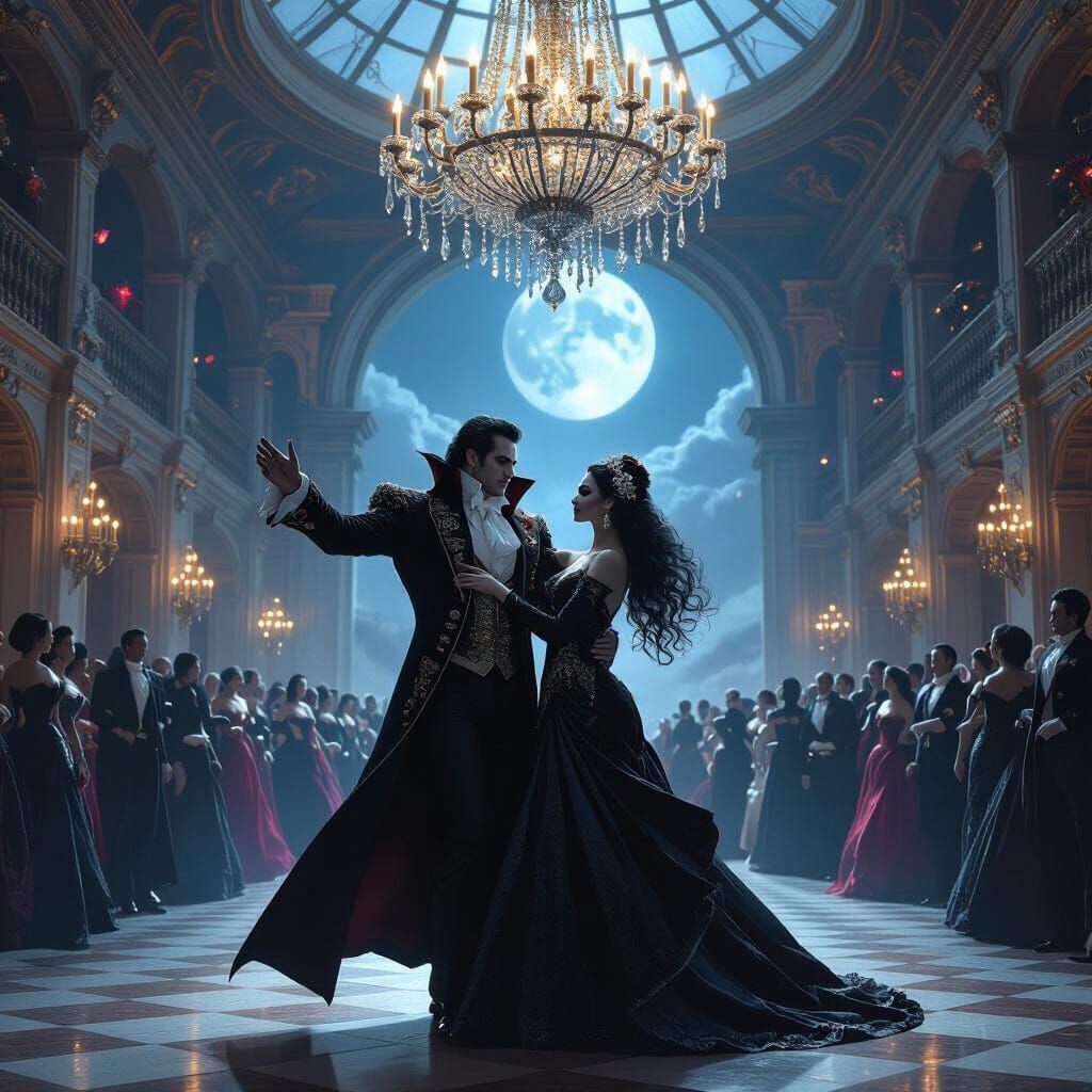 Vampire Couple Leads Dance in Napoleonic Ballroom