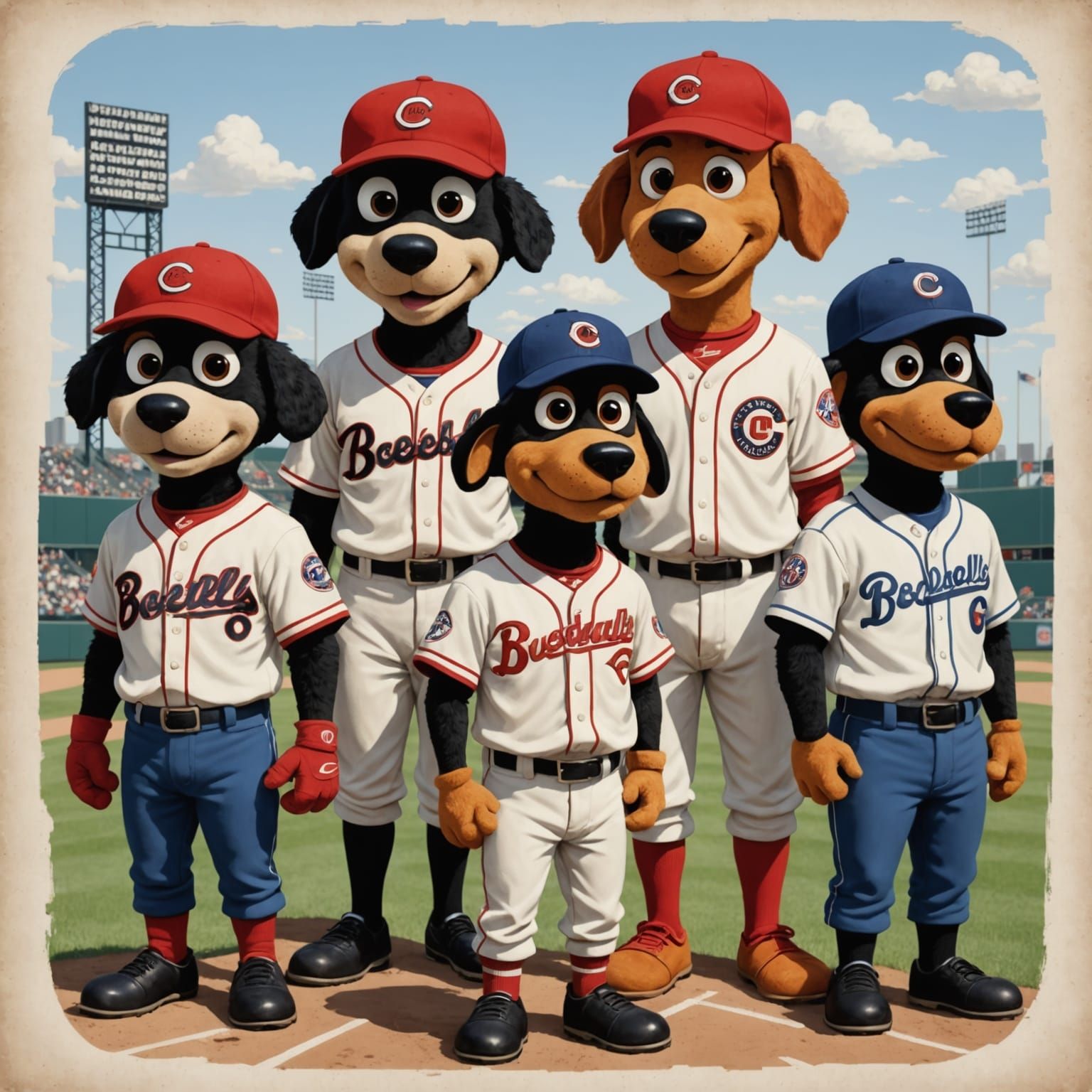 Claymation Baseball Team in Wallace and Gromit Style