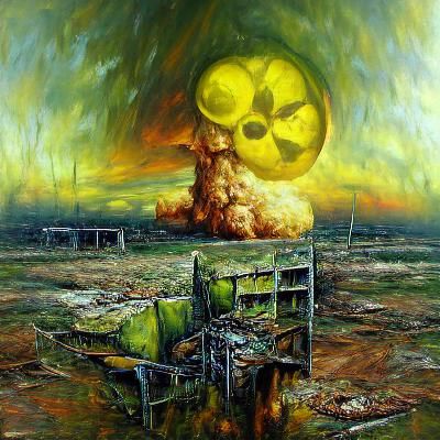 Radioactive Rubble: A Nuclear Holocaust Oil Painting