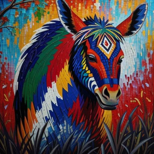 Mosaic Patchwork in Expressionist Neo-Impressionism Style