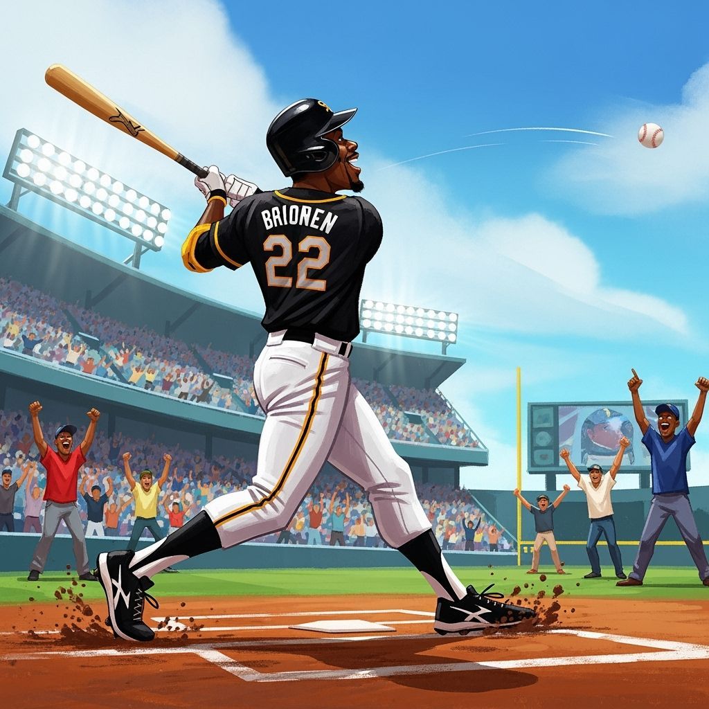 Triumphant Baseball Player Watching Home Run