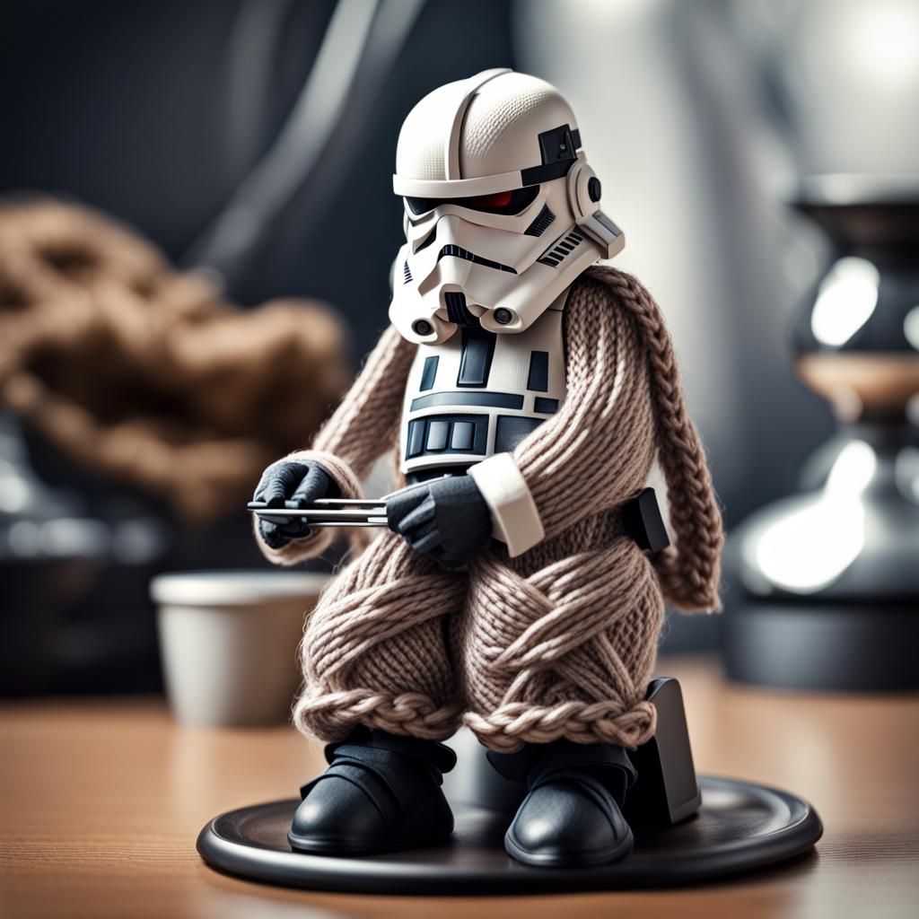 Star Wars Clone Trooper Knitting: Hyperrealistic Digital Art