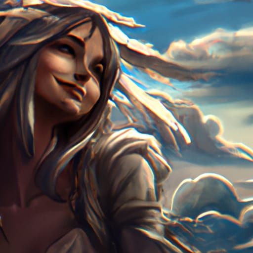 Angelic Portrait in Heaven: Art Nouveau Style