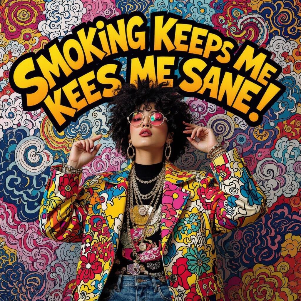 Graffiti Art: Smoking Keeps Me Sane in Murakami Style