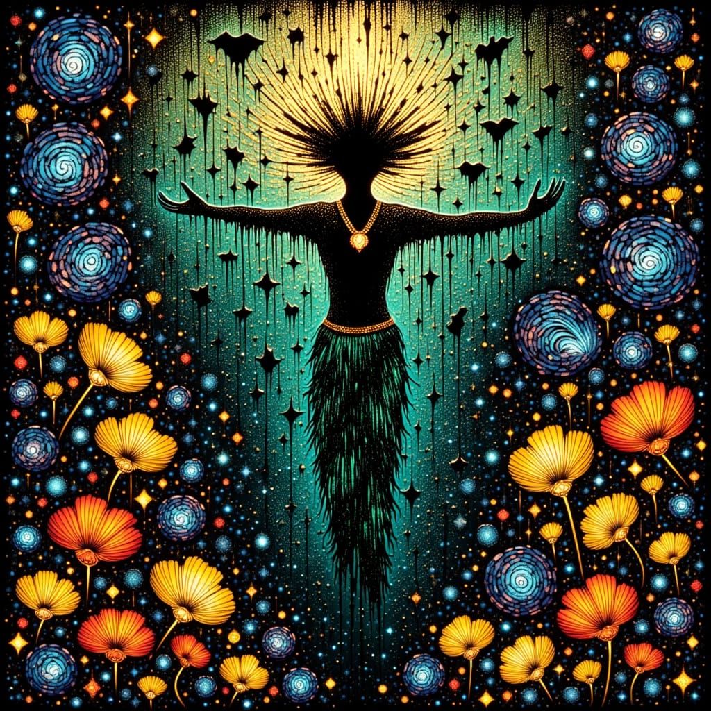 Psychedelic Creature in Neo-Impressionist Style