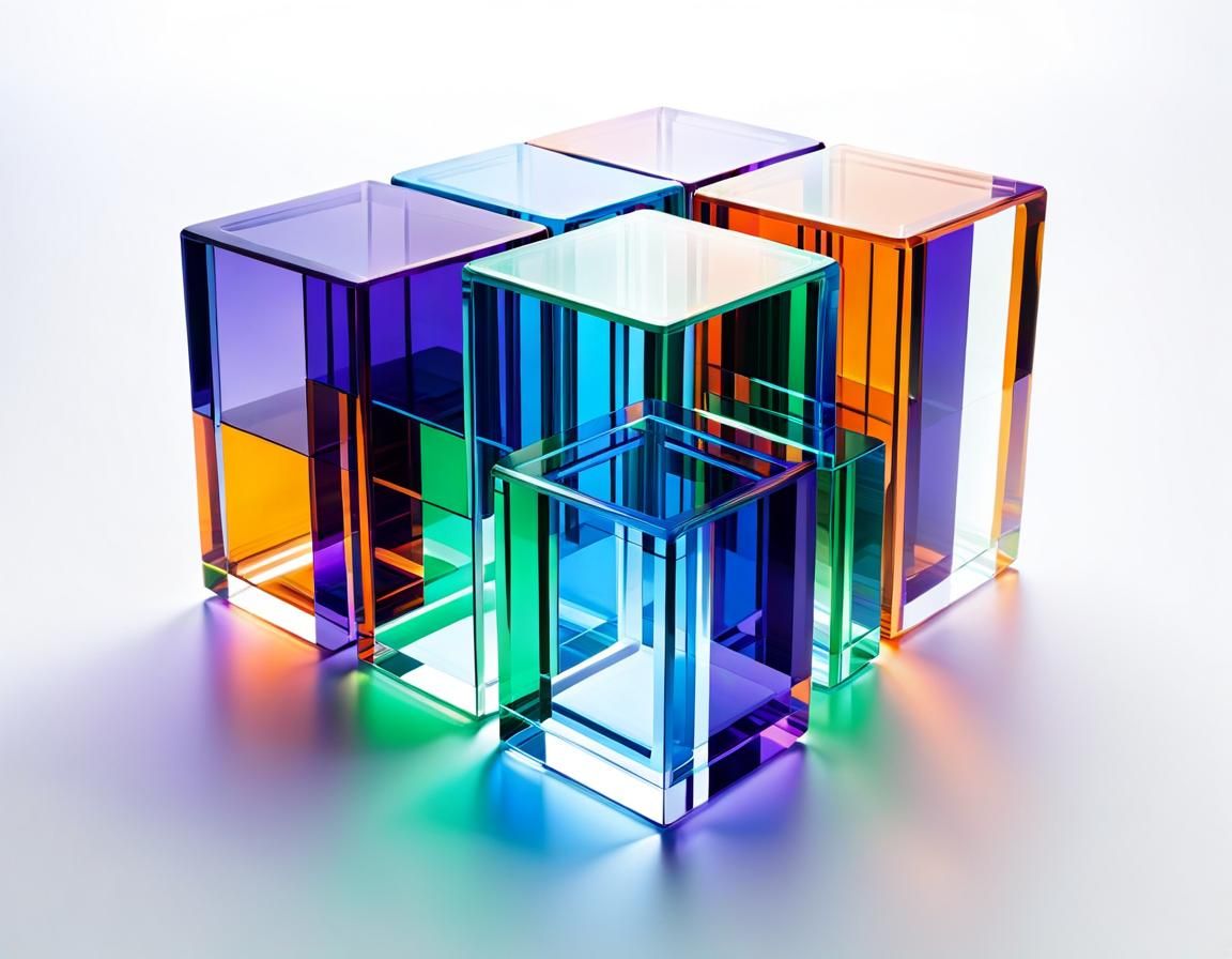 Abstract Crystal Lines and Boxes on White