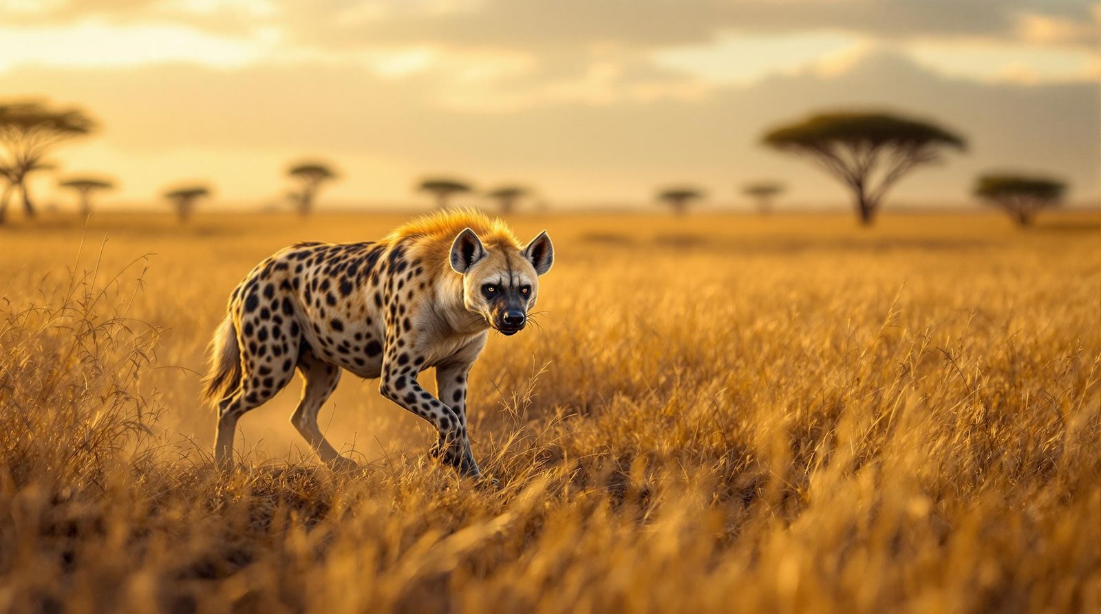 Wild Hyena Stalks Prey on African Plains in Vivid, Realistic...