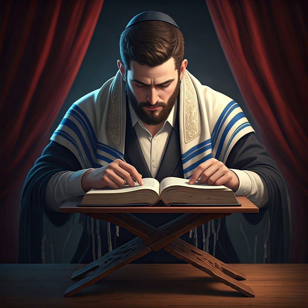 Torah Study: Orthodox Student in Anime Art Style