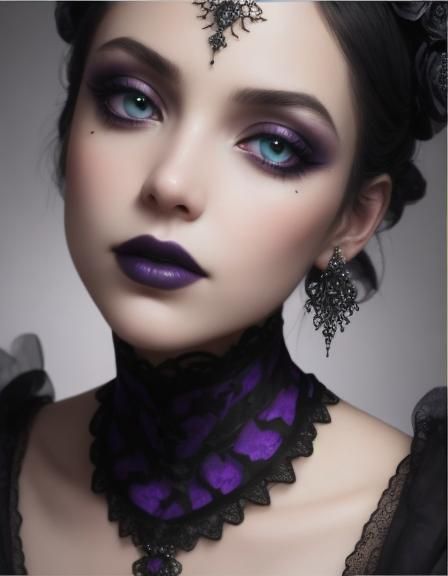 Portrait of a ethereal gothic beauty wearing a gothic black ...