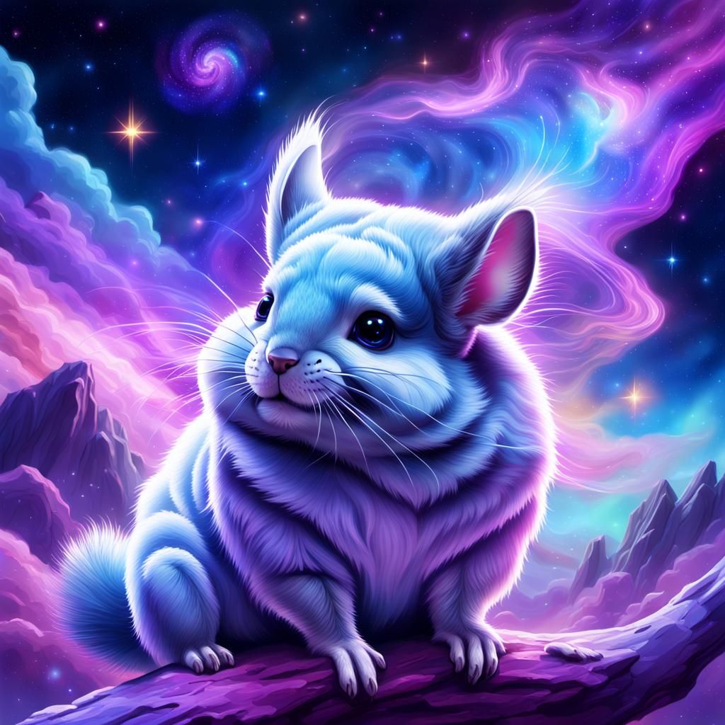Chinchilla's Cosmic Workout: An Astral Illustration