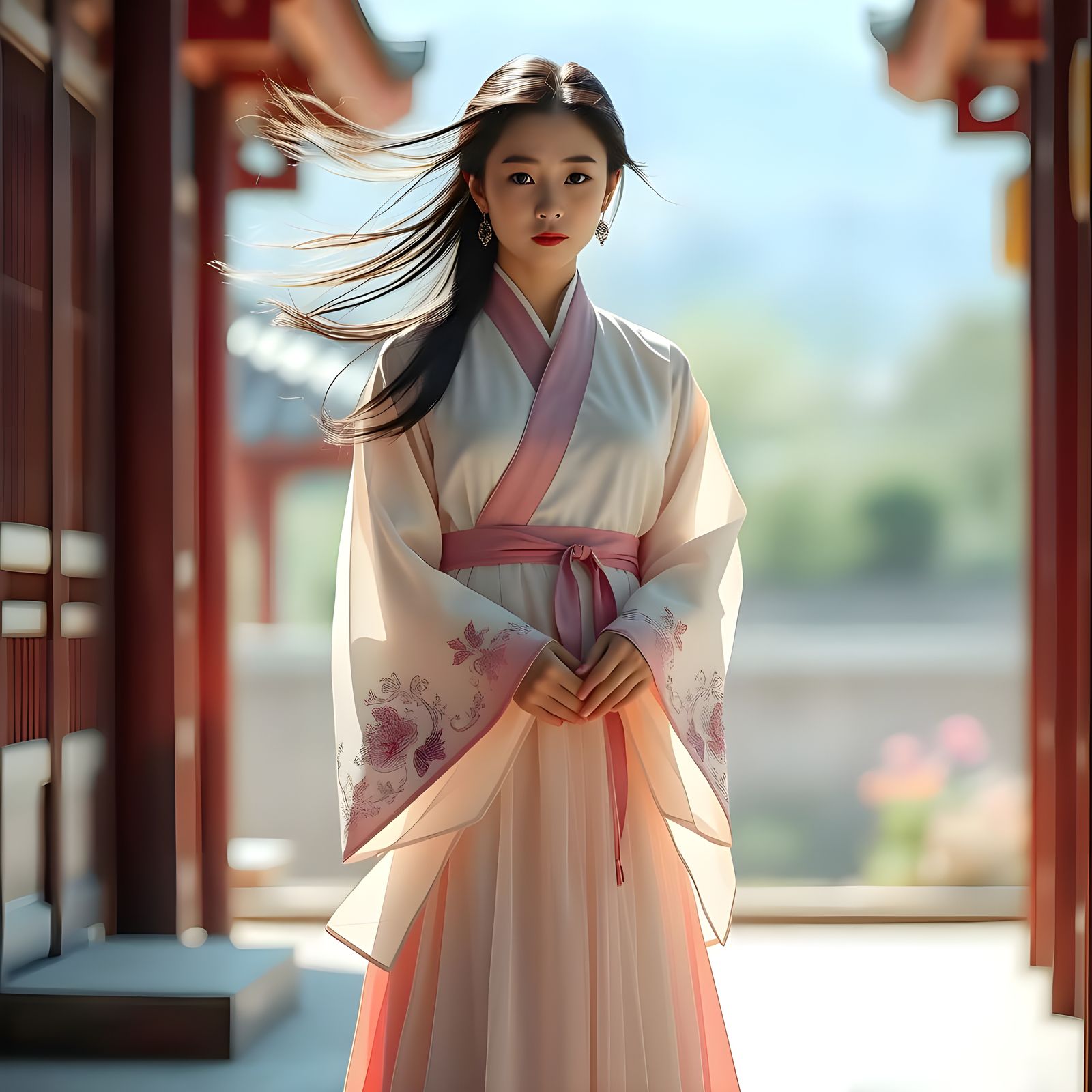 Elegant Korean Woman in Hanbok: Hyperrealistic Portrait