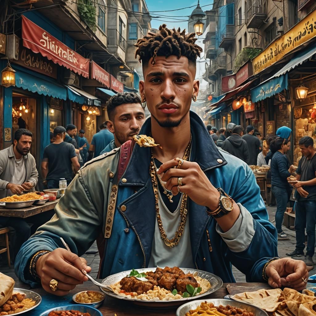 NLE Choppa Eats Shawarma in Istanbul: Matte Painting