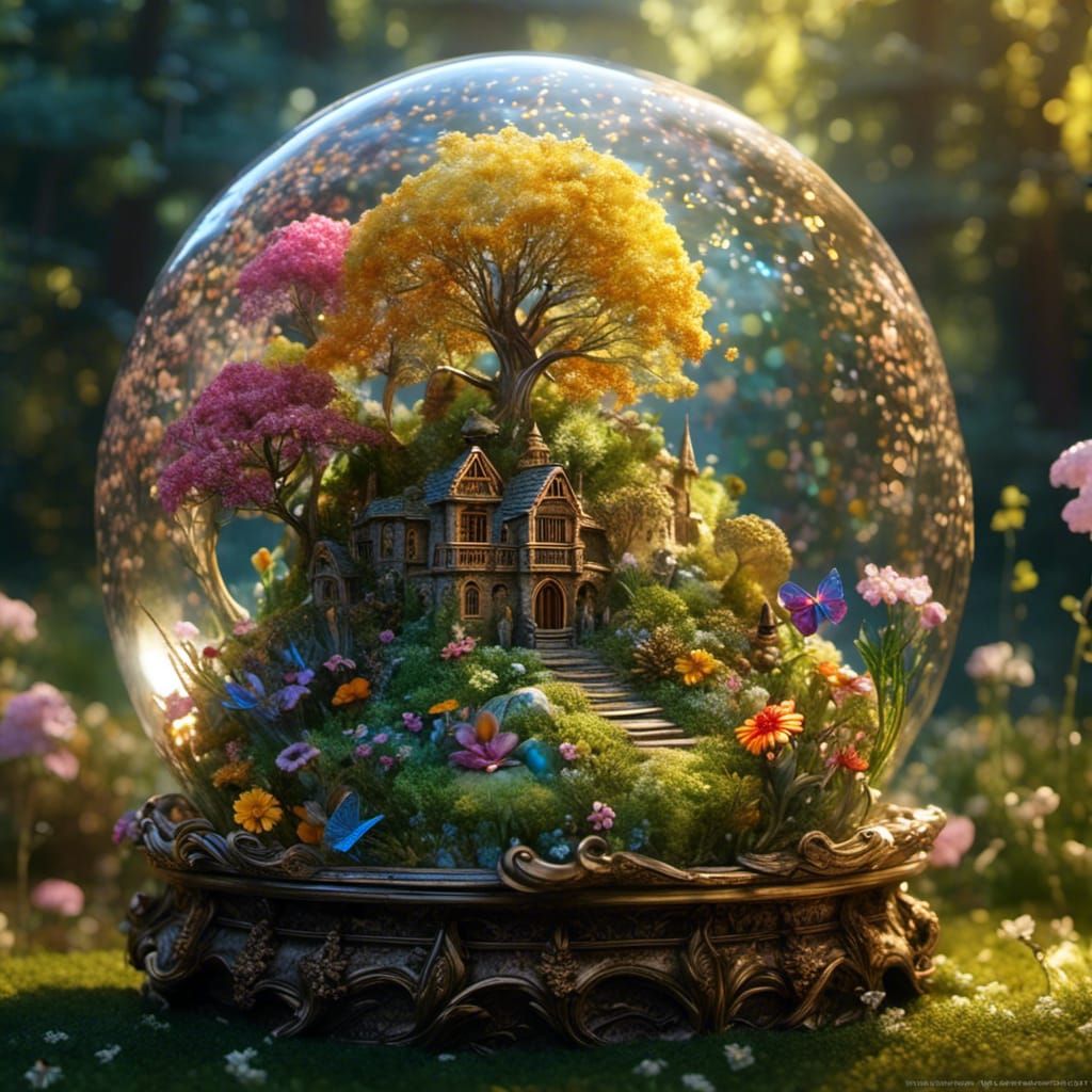 Glass Sphere with Fairy in Ethereal Fantasy Style