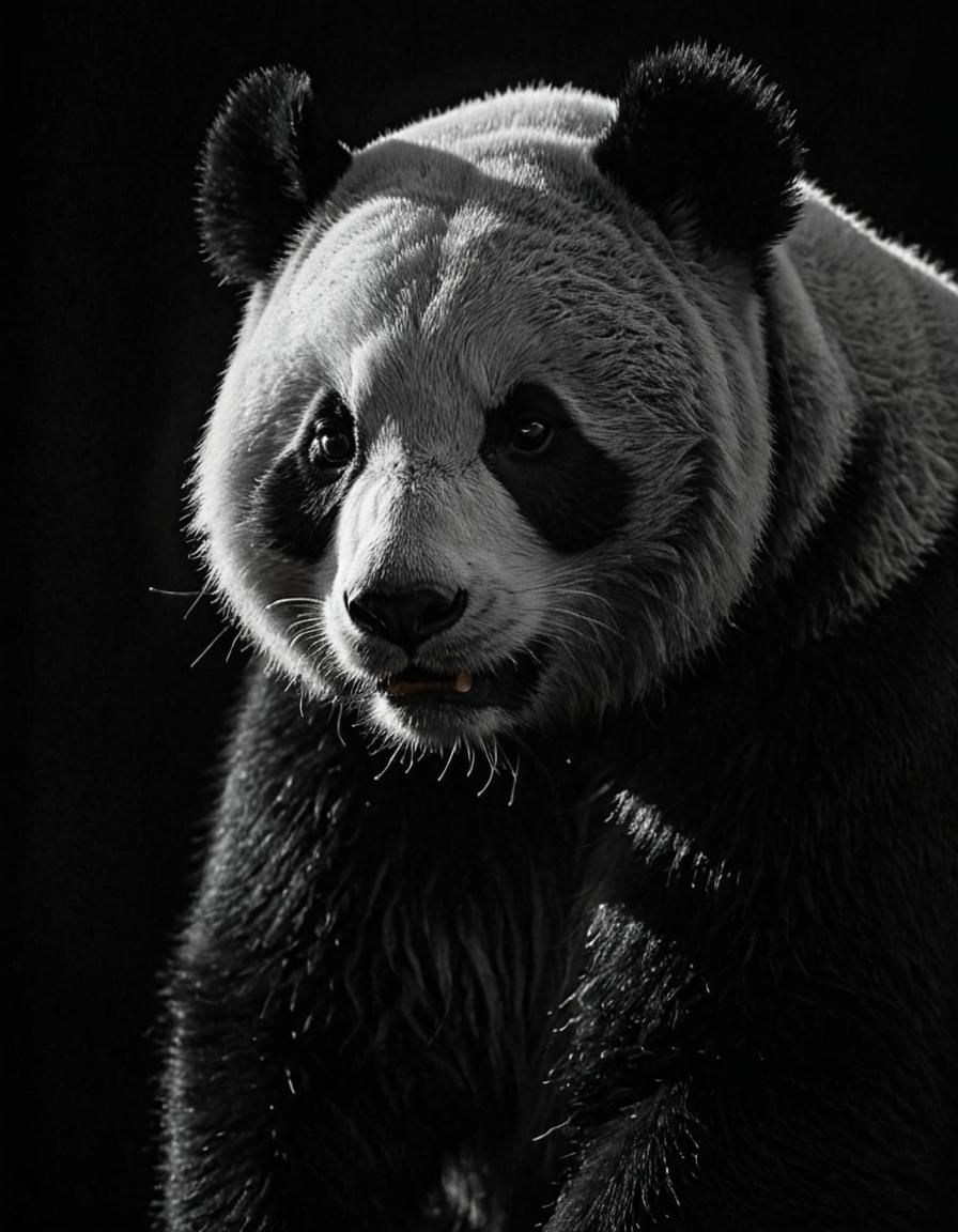 Panda Silhouette in Dramatic Black and White