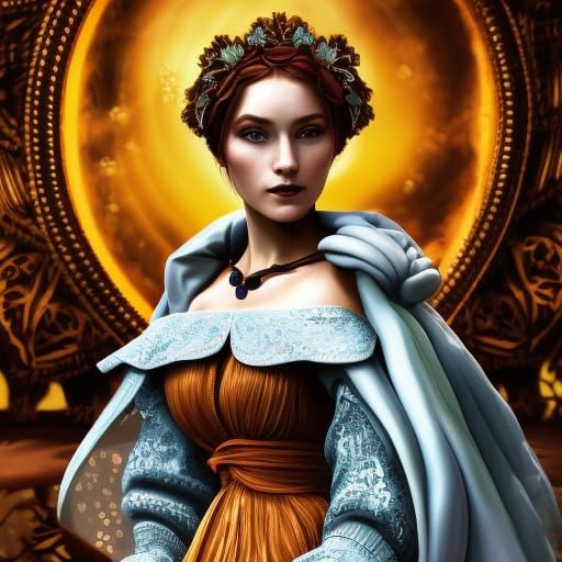 Fantastical Woman in Spring: Detailed Matte Painting