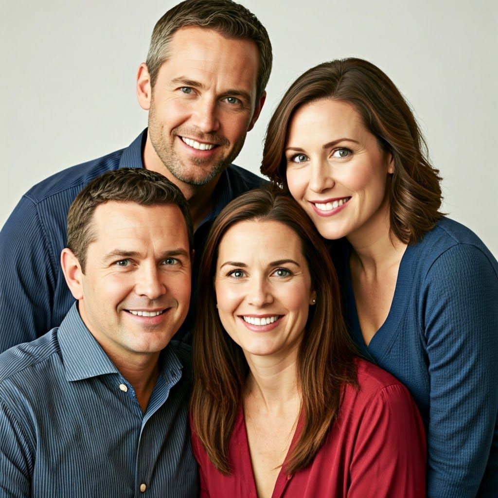 Heartwarming Family Portrait in Hyperrealistic Style
