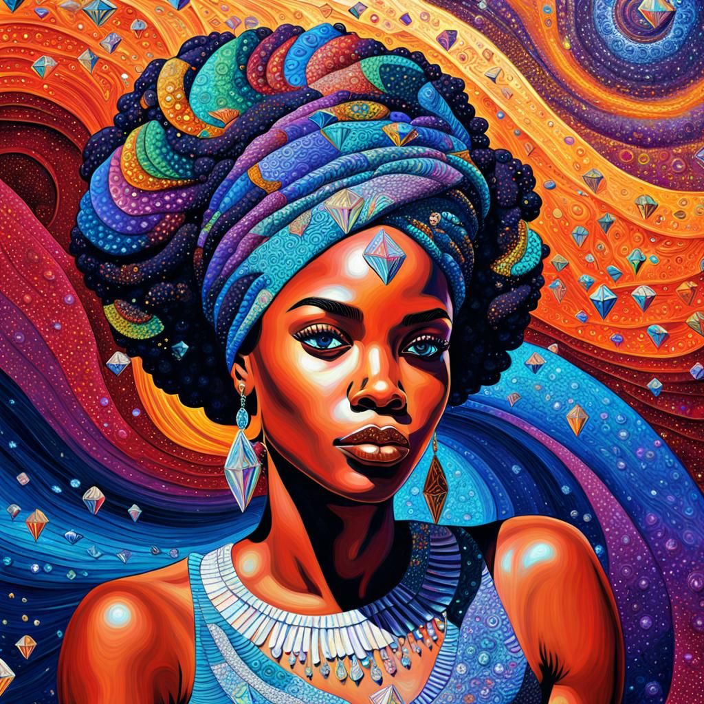 Cosmic African American Woman in Expressionist Style