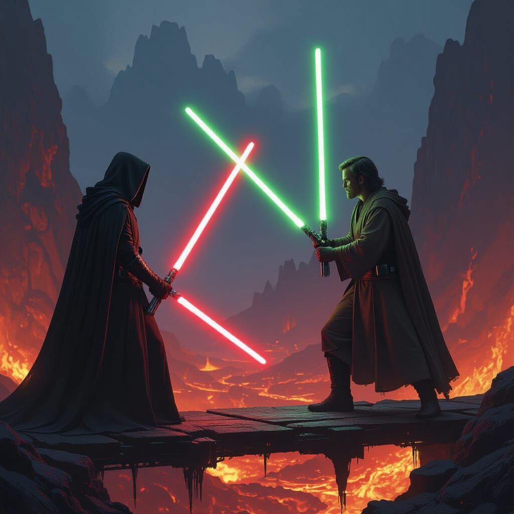 Sith Lord Confrontation on Lava Planet, Digital Art