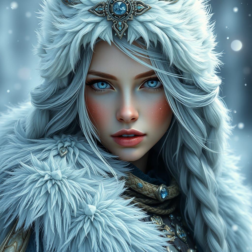 Striking Goddess of Frost and Fur in Rodeo Splendor