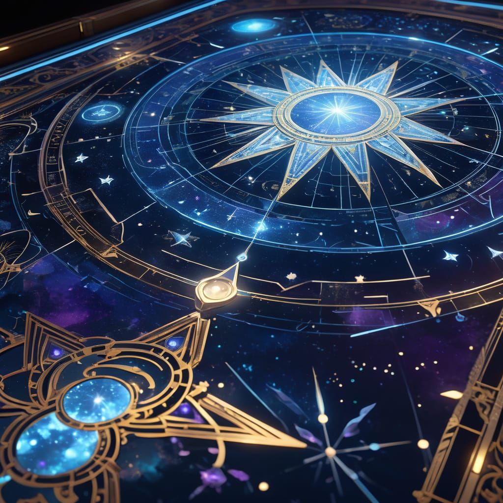 Celestial Cartographer in Nebula Observatory: Art Nouveau Sc...