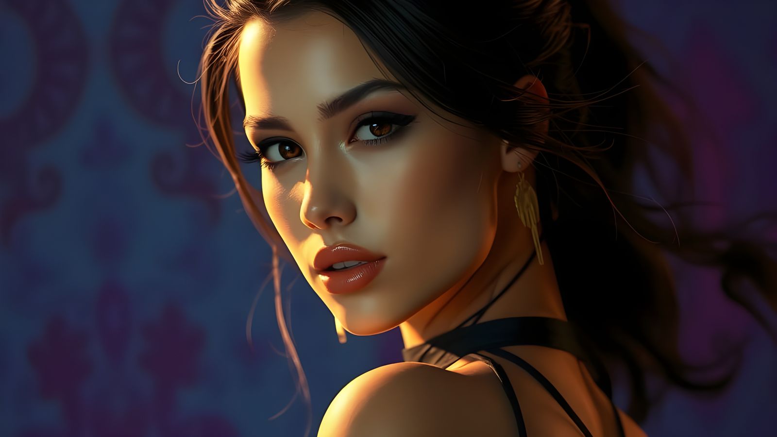 Sensual Woman Portrait in Hyperrealistic Splash Art