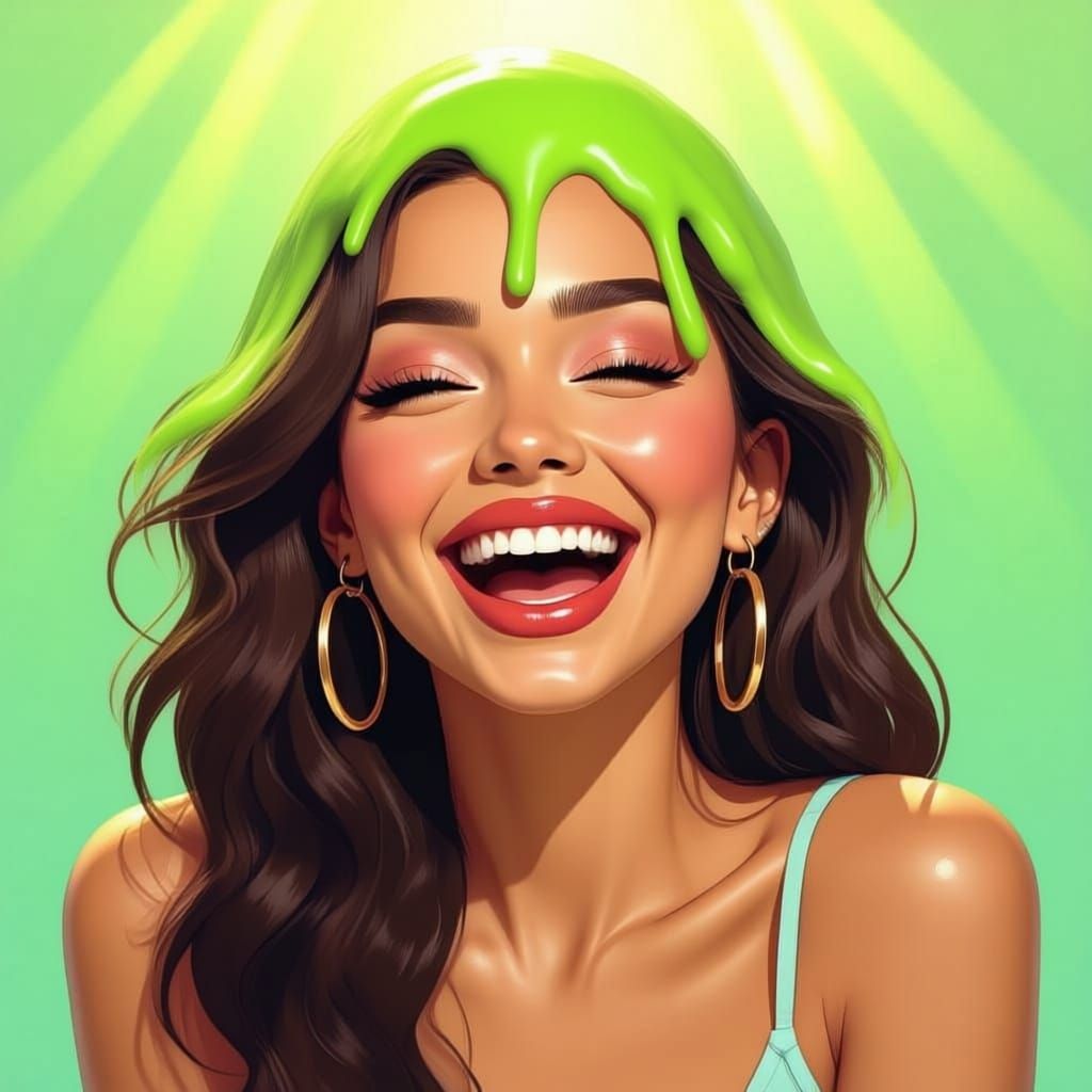 Woman Joyfully Slimed on Game Show