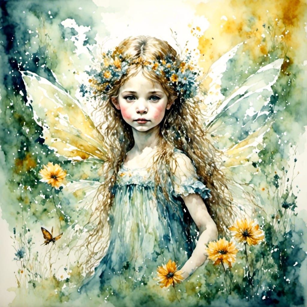Watercolor Fairies on Lined Paper