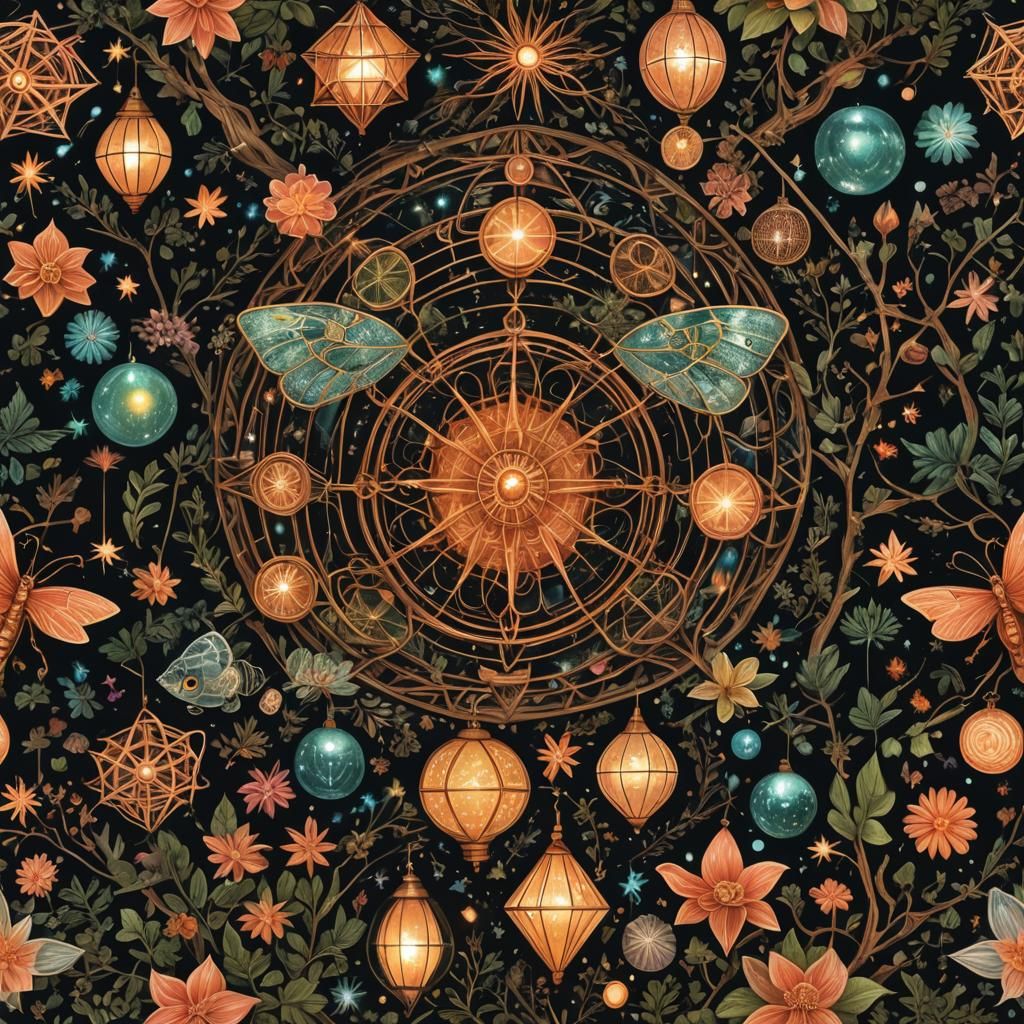 Psychedelic Surrealism with Fireflies and Christmas Lights