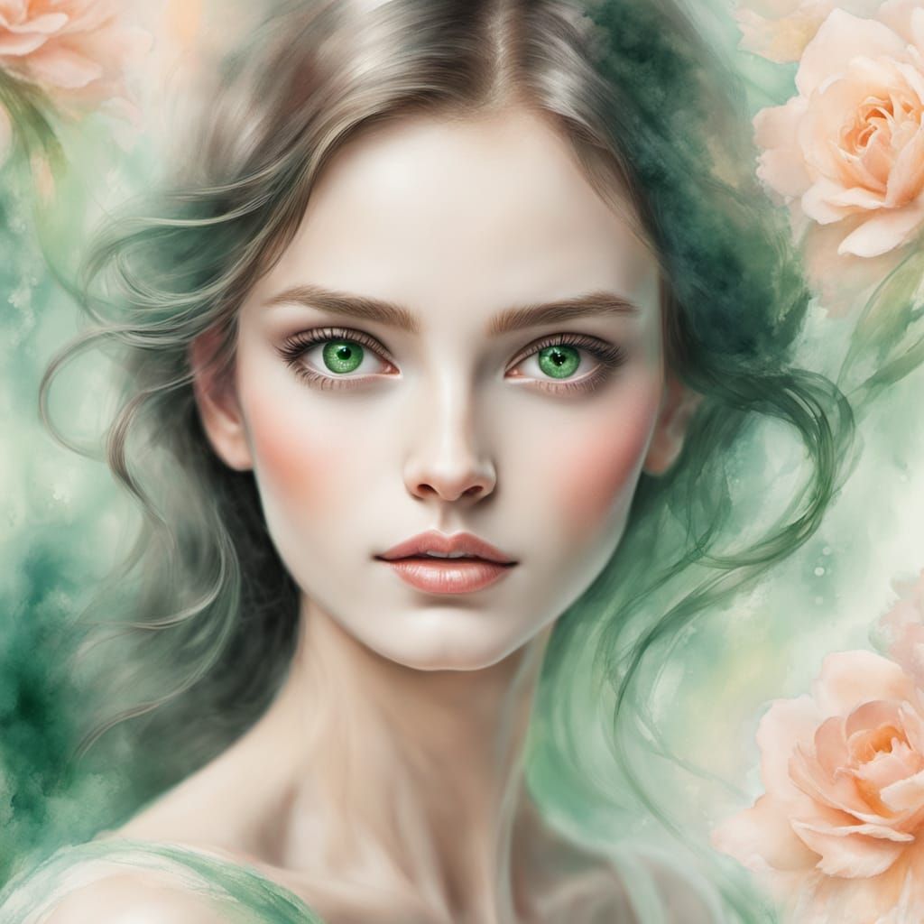 Ethereal Woman with Emerald Eyes
