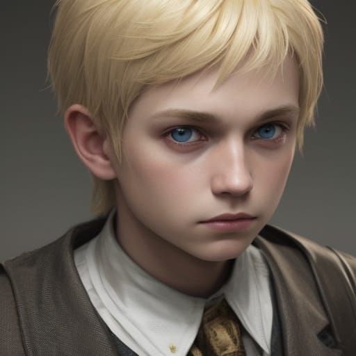 Sinister Blond Boy Portrait in Fantasy Style