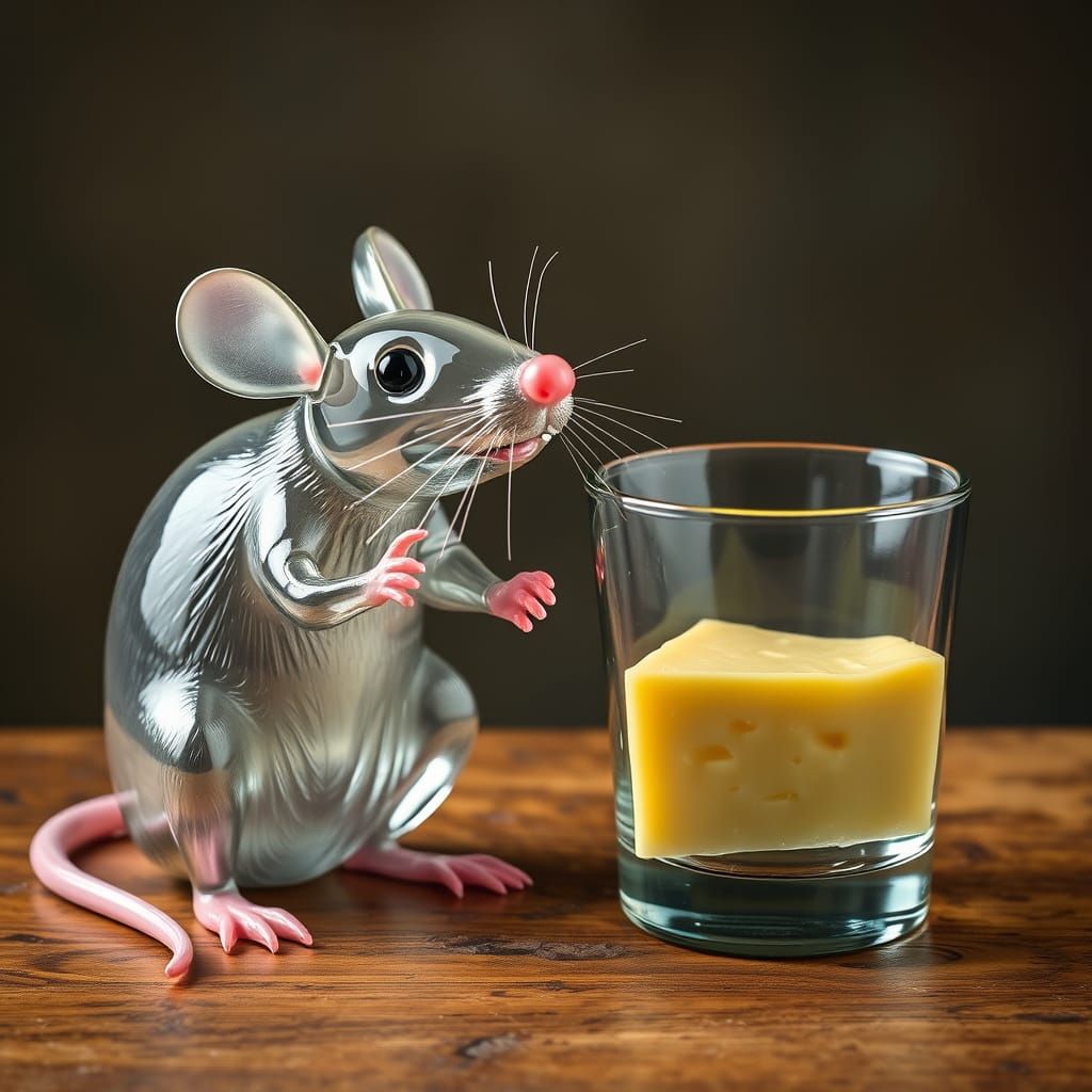 Glass Rodent and Delicacy in a Glass Enclosure