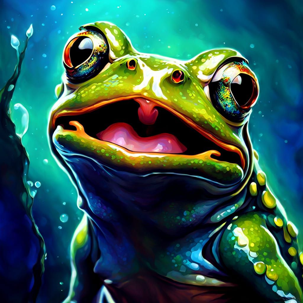 Surprised Frog in Fantasy Digital Painting