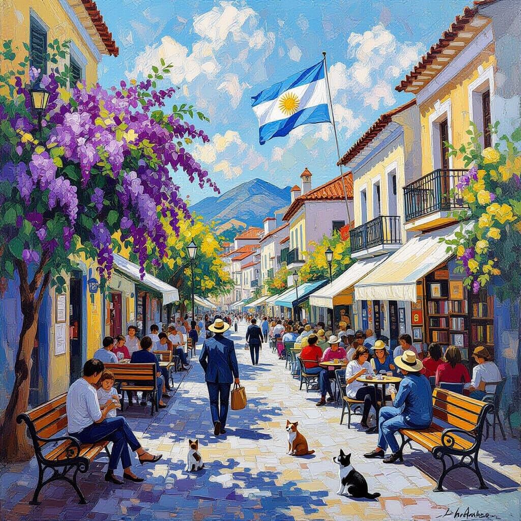 Vincent van Gogh Style Buenos Aires Street Scene